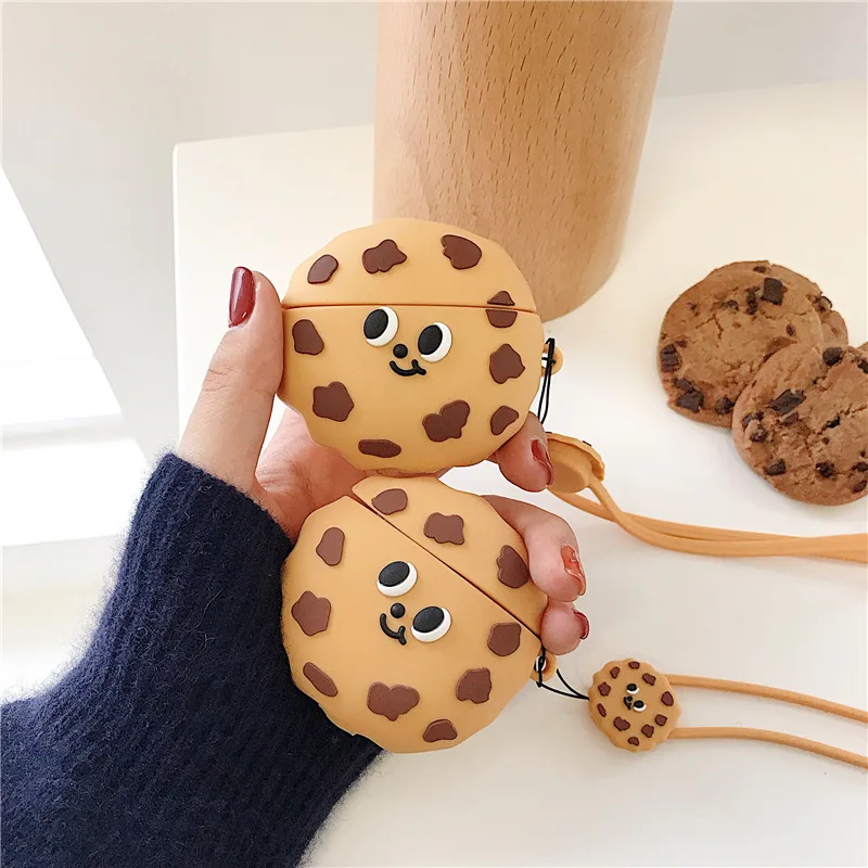 

Bluetooth Earphone Case for Airpods Pro Cute Silicone Accessories Protective Cover for AirPod 1 2 3 Cartoon 3D Chocolate Cookies