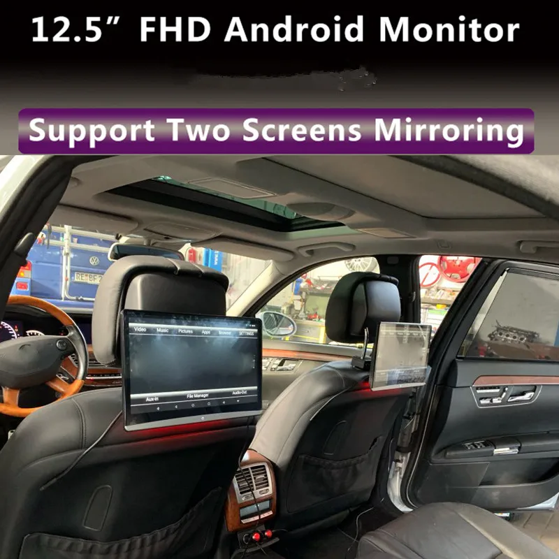 Монитор на подголовник автомобиля 12 5 дюйма Android 9 0 2 + 16 ГБ WIFI/HDMI/USB/TF/BT | Автомобили и