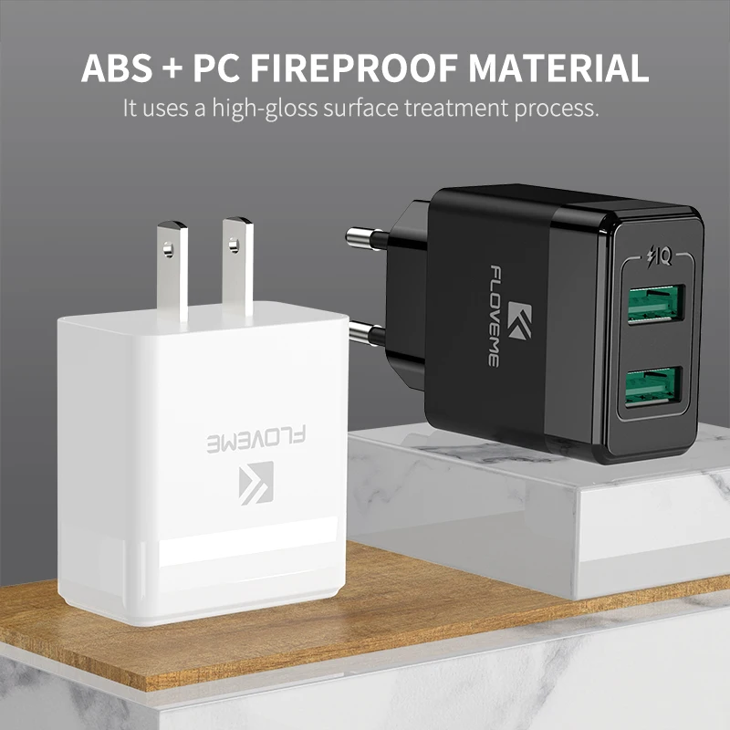 Зарядное устройство FLOVEME с USB-портом и поддержкой быстрой зарядки 2 4 А | Мобильные