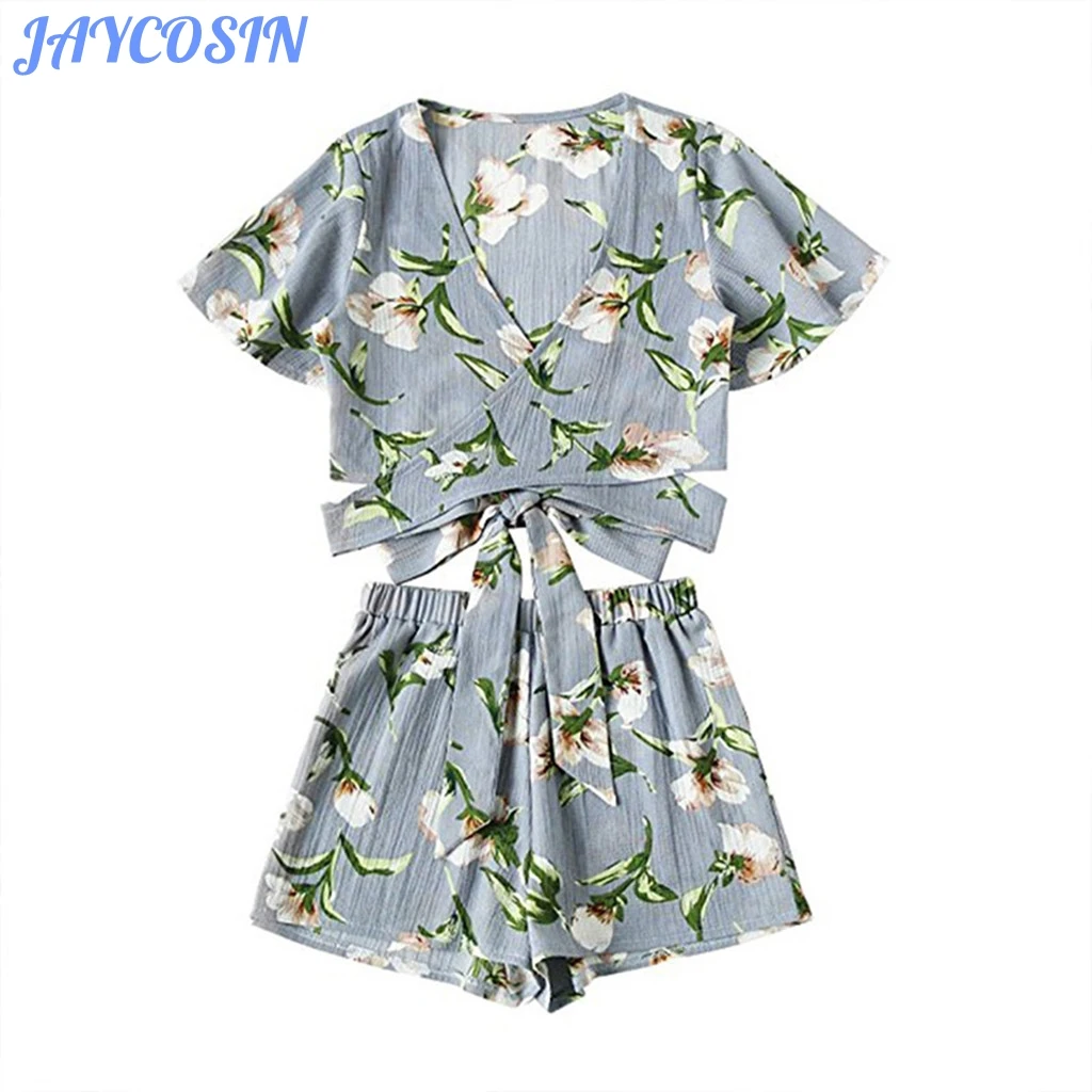 JAYCOSIN летний женский комплект одежды сексуальный цветочный принт из двух