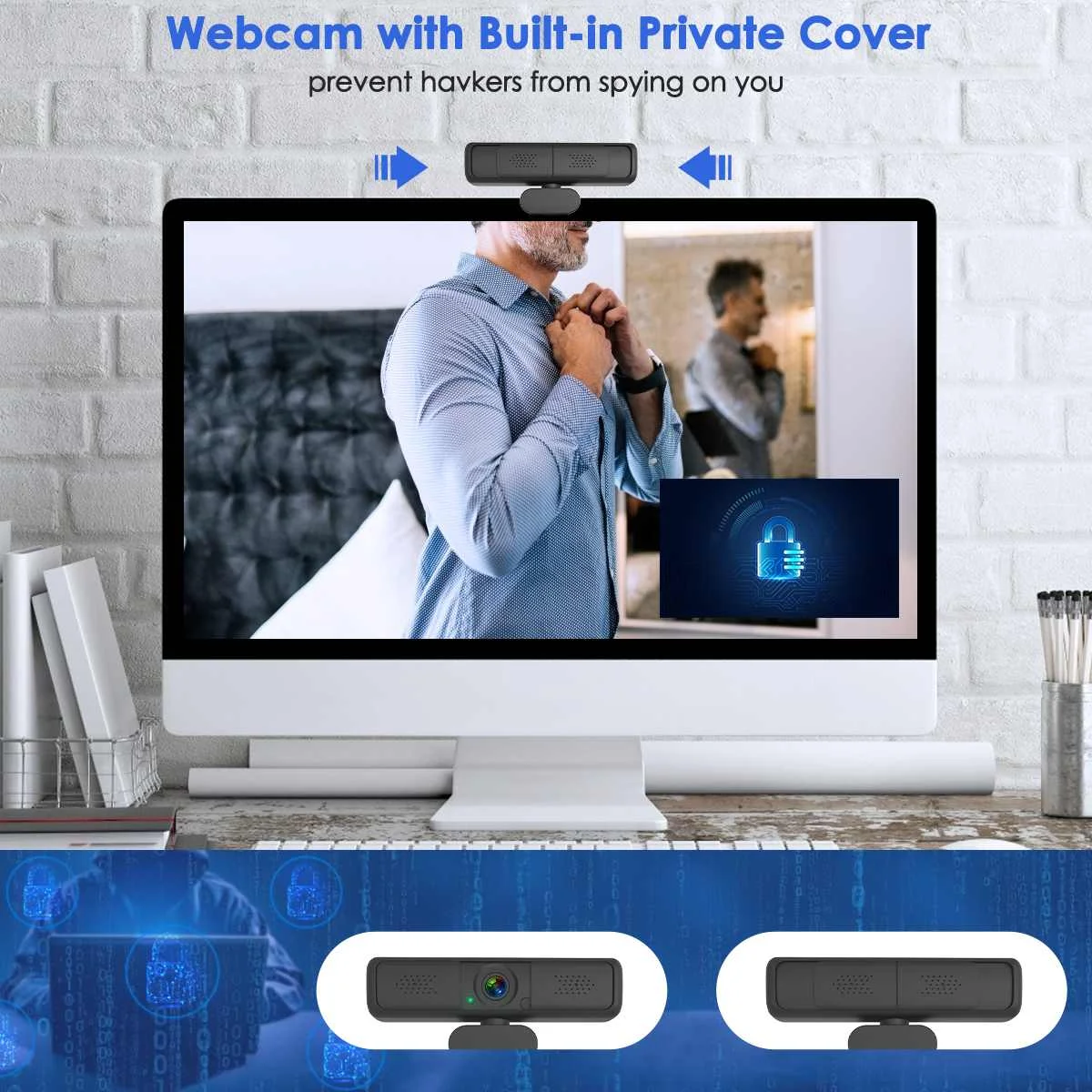 Веб-камера MECO 2K QHD HD с микрофоном 110 ° USB |