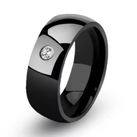 fashion unisex rings black plated carbide rhinestone men rings wedding engagement simple women rings jewelry