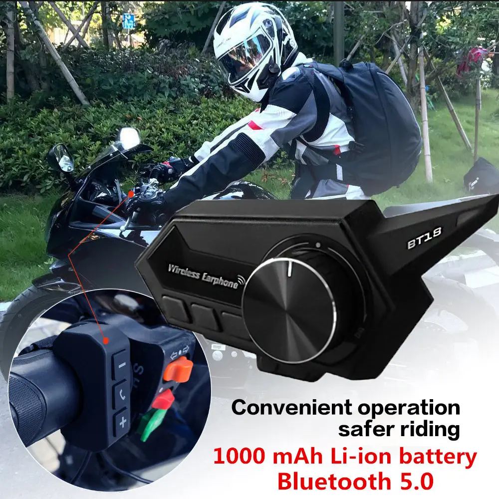 Bluetooth 5 0 гарнитура для шлема беспроводная стерео наушники мотоцикла Hifi с