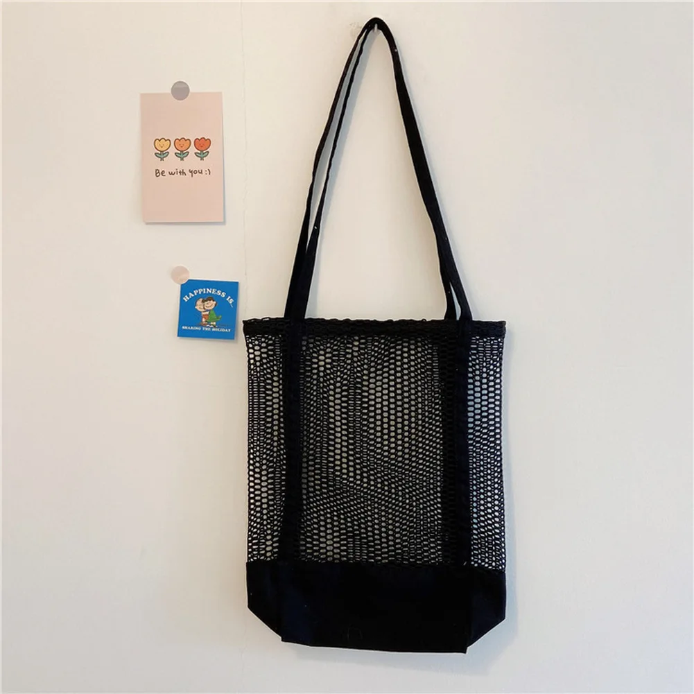 

Beach Bag Canvas Shoulder Bags Mesh Net Handbag Dry Wet Crossbody Bag Lady Messenger Totes for Women Picnic Swimming Travel