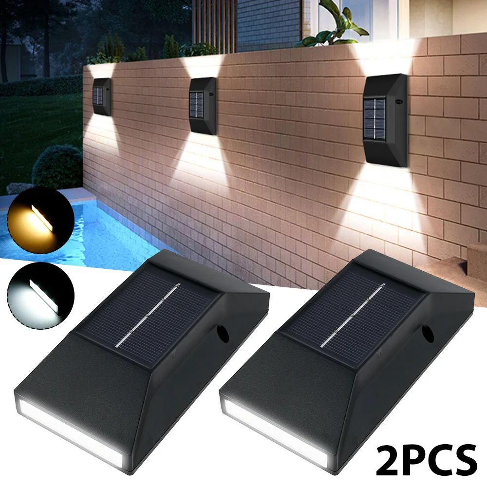 

2pcs Outdoor Solar Lamps Garden Waterproof Wall Lamp Light Up And Down Garden Decorative Wall Lamp Street Lamps Home Stair Lamp