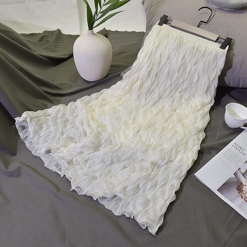 LANMREM 2020 Весенняя новая однотонная уличная юбка с высокой талией для женщин Ретро