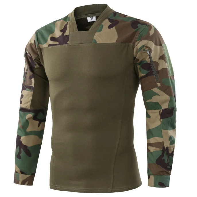 Jungle camouflage Тактическая военные АрмейскаяКамуфляж Боевая длинным рукавом Рубашка рыбалки ФутболкаКостюм Походов Рыболовный - Цвет: Jungle camouflage