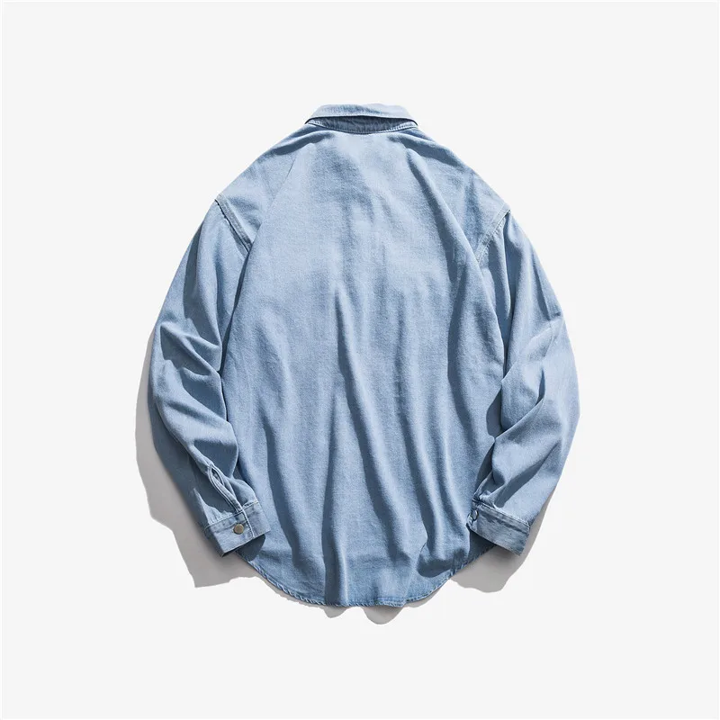 Рубашка мужская однотонная с длинным рукавом модная повседневная Уличная одежда