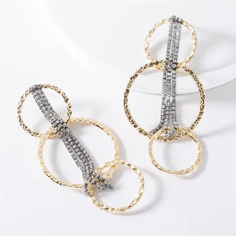 2019 Fashion Jewelry Earings European Multi-layer Circle Rhinestone Fringed Women's Retro Personality Popular Party Earrings | Украшения