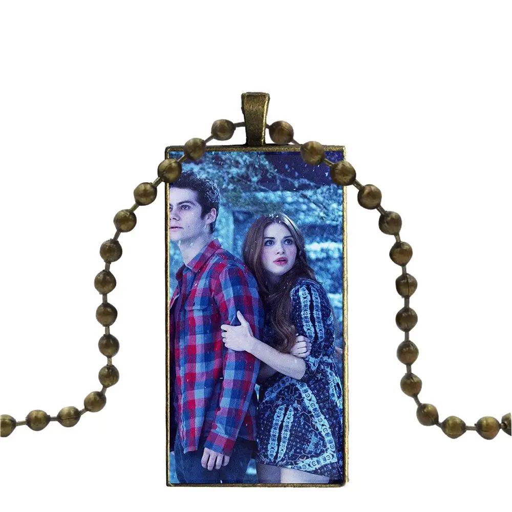 Stiles stilinski бронзовый цвет стеклянный кабошон с прямоугольной формы кулон колье