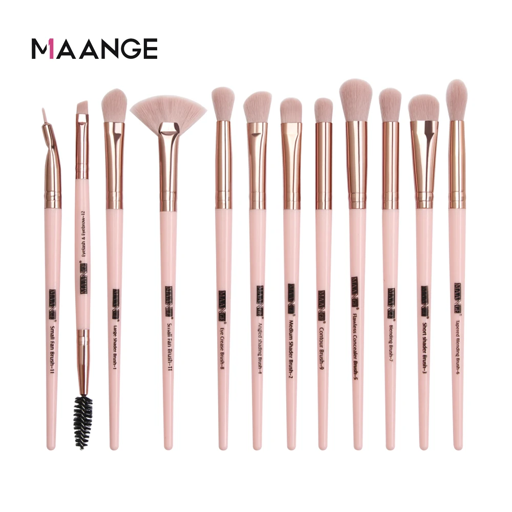 MAANGE Pro 12 шт./Партия набор кистей для макияжа Тени для век растушевка подводка для глаз ресницы кисти для бровей для макияжа Профессиональная лицевая кисть