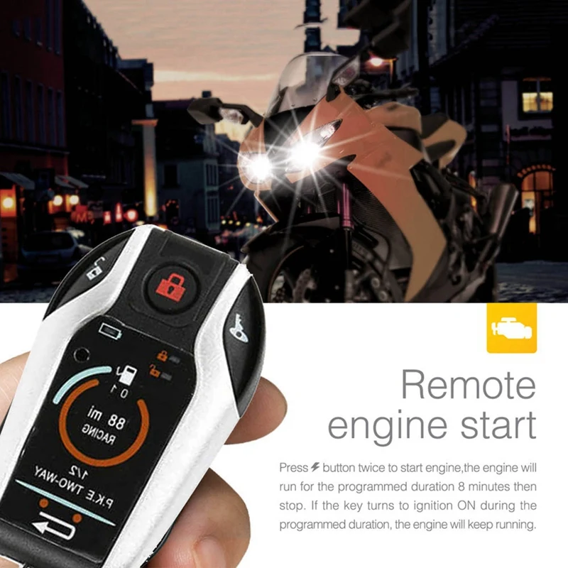 12V Motorcycle Anti-Theft Two-Way Alarm with Automatic Locking To Unlock A Key Start the Flameout Function Protect Eng | Автомобили и