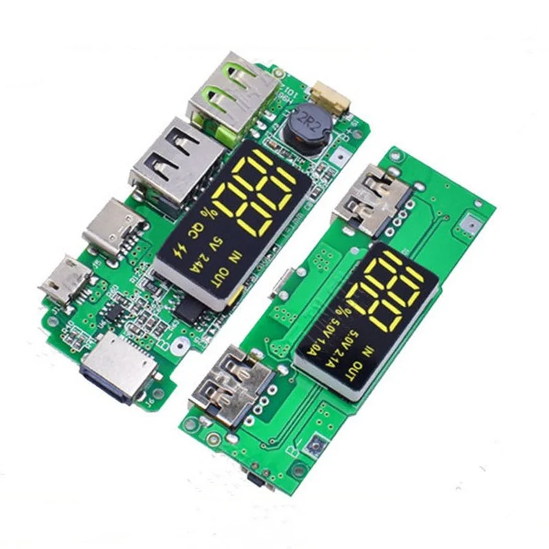 LED Dual USB 5V 2.4A Micro/Type-C Mobile Power Bank 18650 Charging Module Lithium Battery Charger Board Circuit Protection | Электроника