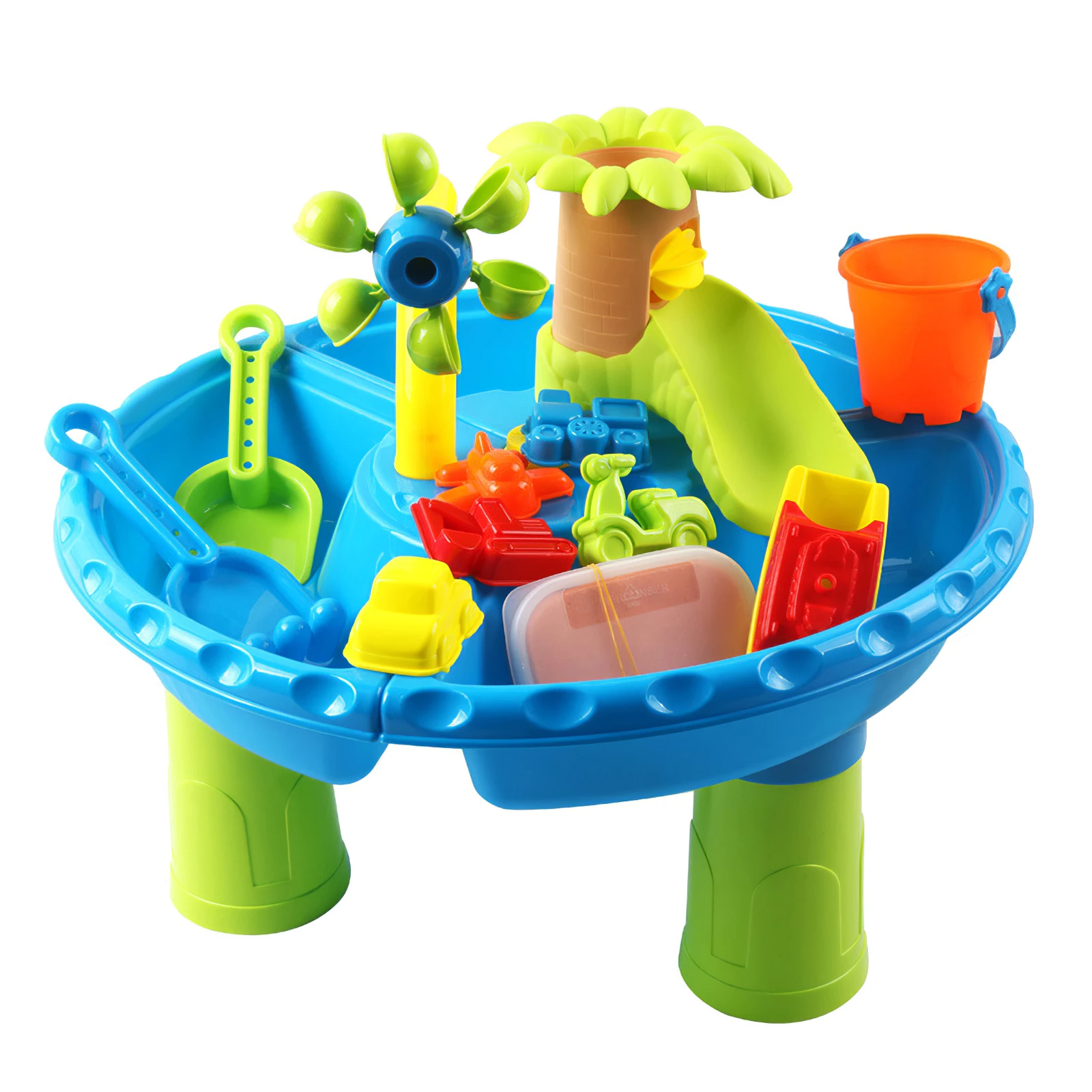 

Water Sand Table Playset Beach Toys Sand Toys Molds Set Outdoor Indoor Beach Play Activity Sandbox for Kids Boys Girls