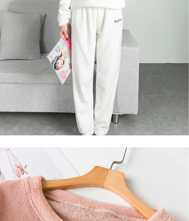 2019 зимняя женская Фланелевая пижама теплая Домашняя одежда с длинным рукавом из 2