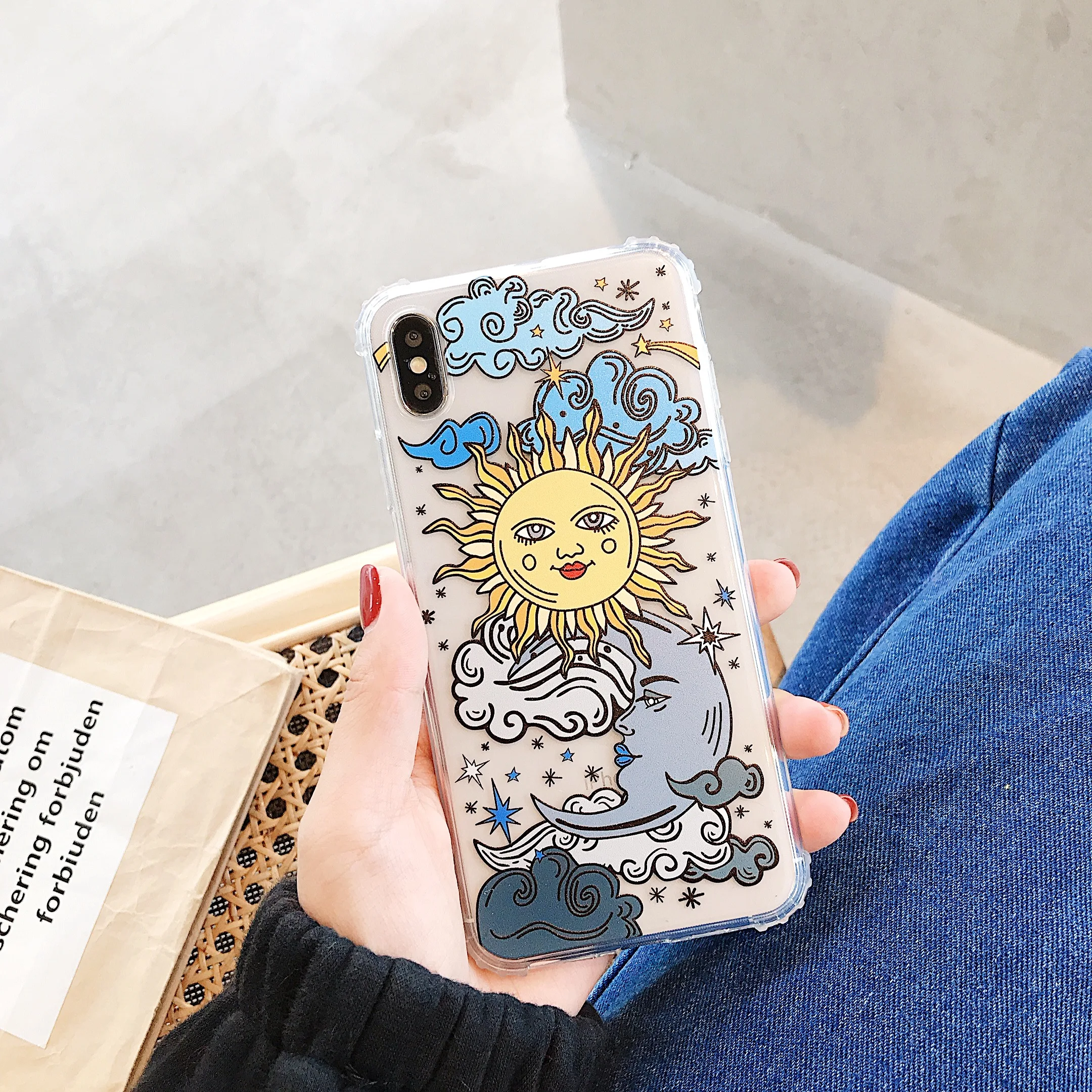 Модный чехол для телефона с изображением солнца и лица iPhone 12 mini 11 Pro Max X XR XS 7 8 6S Plus SE