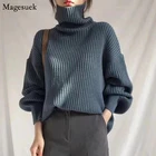 Осень-зима 2021, однотонные женские свитера, водолазка с длинным рукавом, облегающие Женские свитера, Повседневный пуловер, вязаный свитер для женщин 10327