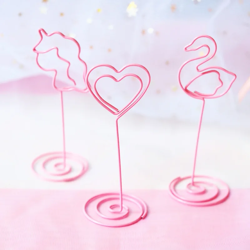 Милый розовый металлический зажим для фотографий офиса рабочего стола единорог