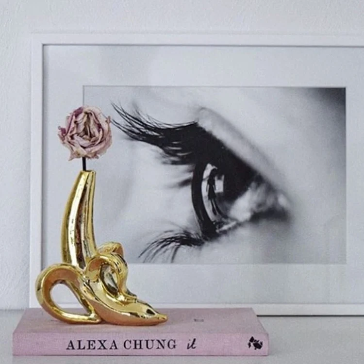 Настольная Ваза украшения Керамика матовый белого золота ваза-банан Nordic дома