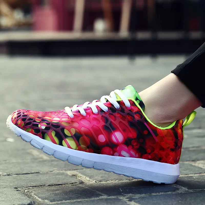 Summer Fashion Colorful Running Shoes Men Women Breathable Weave Sport Shoes Men Lightweight Gym Sneakers Men zapatillas hombre