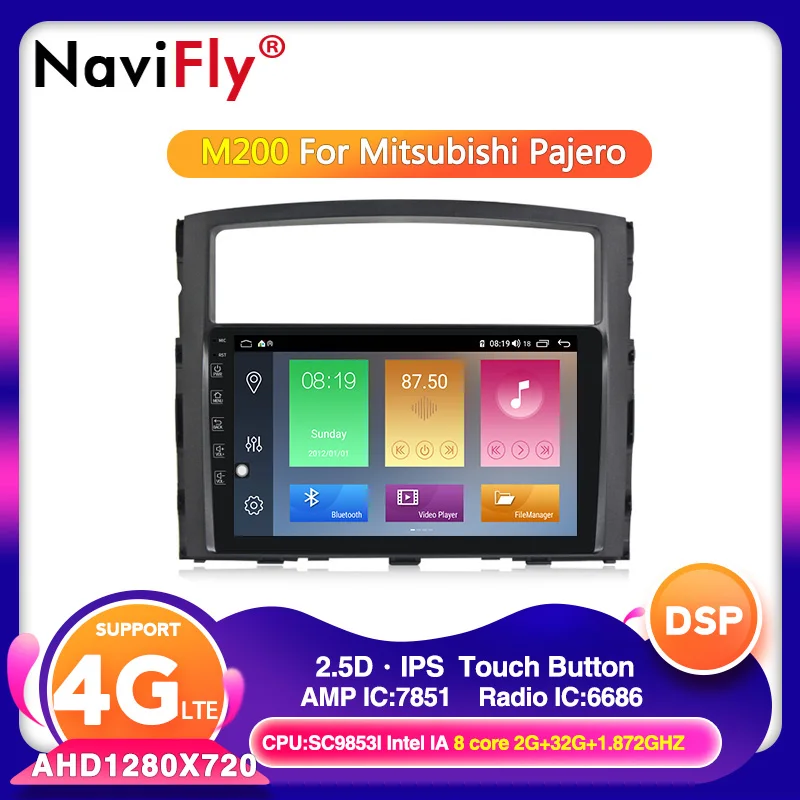 Мультимедийный плеер для Mitsubishi Pajero 2006-2014 4G Wi-Fi Восьмиядерный Android 10 0 2din DVD