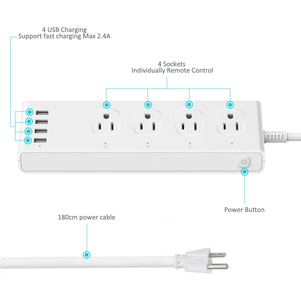 Wifi умная Многополосная полоса питания США розетки Inteligente электрические USB