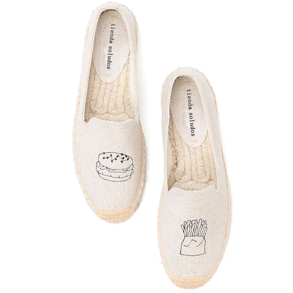 Женские эспадрильи из пеньковой резины плоская подошва толстые без застежки