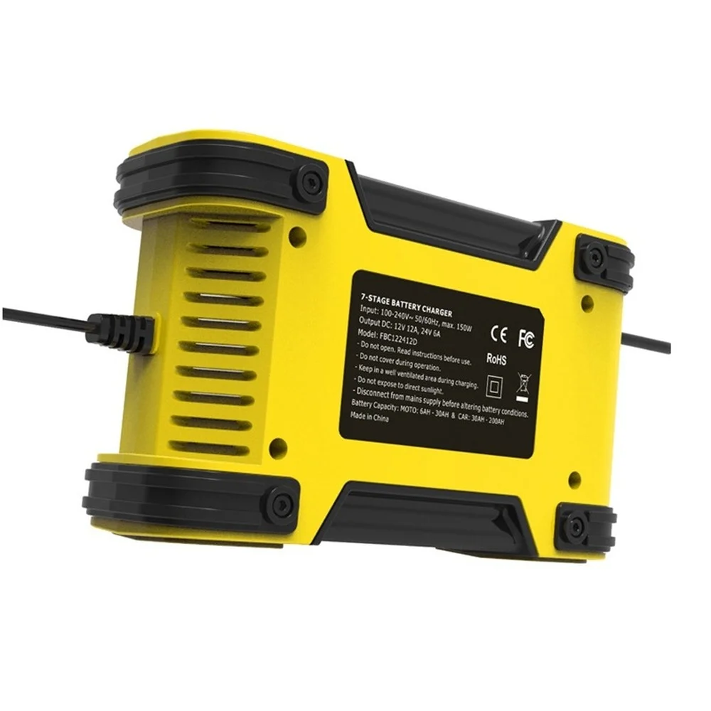 

7 Stage Smart Car Battery Charger 12V 24V 12A Motorcycle Truck Full Automatic LiFePo4 Gel AGM Battery Charge With LCD Display