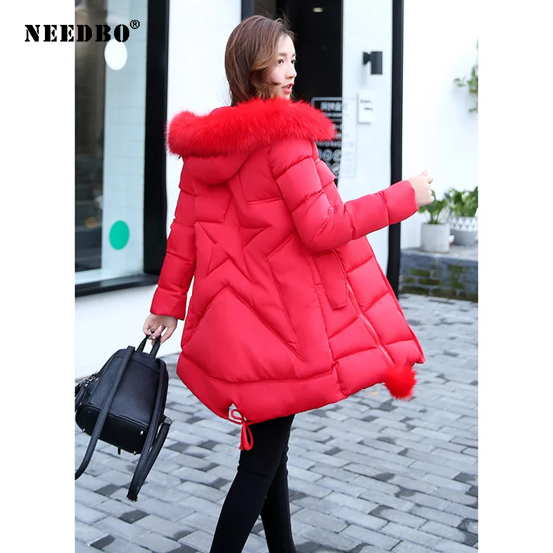 Winter Jacket Women Fur Coat Plus Size 5XL Parka Padded 5-pointed Star  Ladies Puffer Coat Casaco Femie Jacket Winter Women Coat