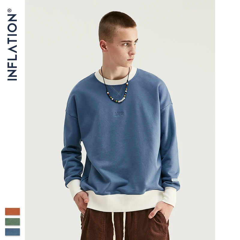Мужская толстовка INFLATION дизайнерский пуловер большого размера из 100% хлопка с
