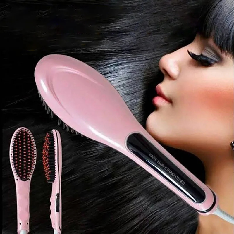 

HQT-906 Ceramic Hot Comb Brush Negative Ions Temperature Control Balanced Humidity Hair Straightener Mini Hair Tools