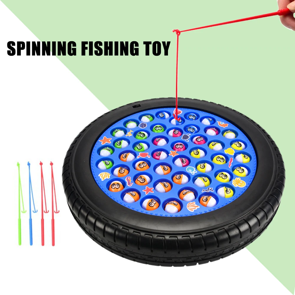 

Kids Fishing Toys Electric Rotating Fishing Play Game Musical Fish Plate Set Magnetic Outdoor Sports Toys for Children Gifts