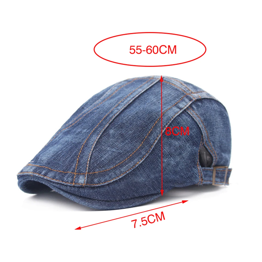 

Popular Denim Beret Cap Artist Painter Beret Hat Adjustable Ivy Newsboy Flat Cap For Women Men Plain Blank Denim Berets Hat