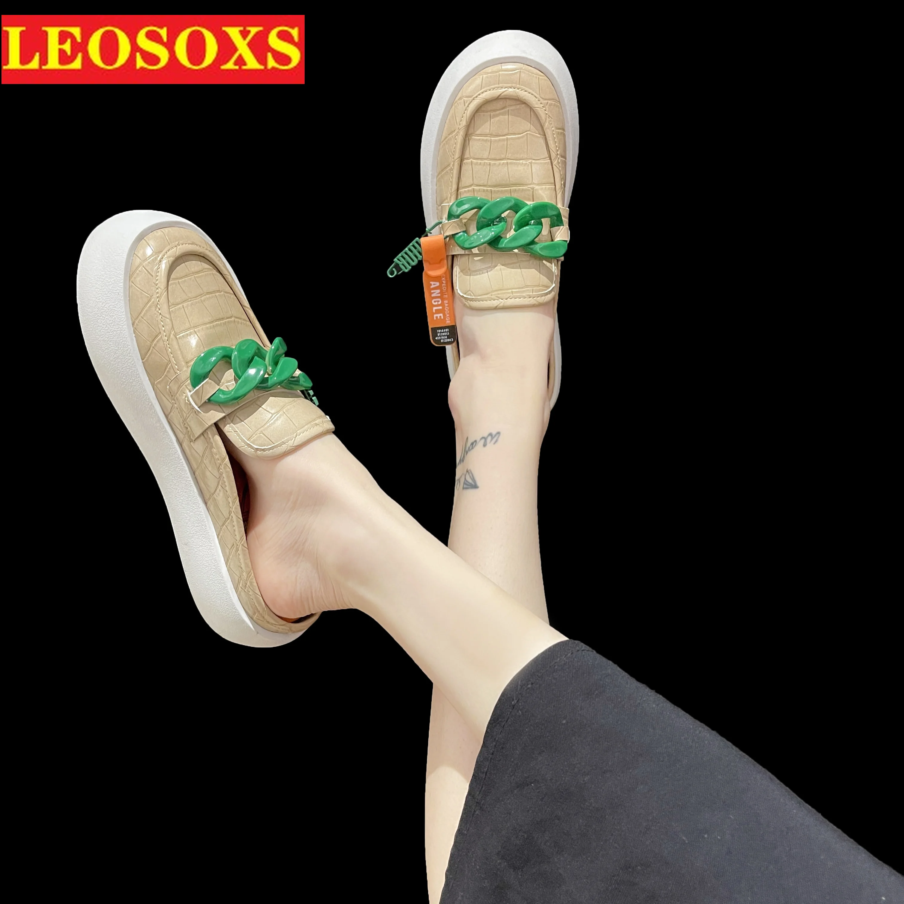 

Women SandalS Botou Mueller Shoes Women Summer New Thick Soles Fashion Leather Instagram Pop Shoes Flip Flops Women Sneaker