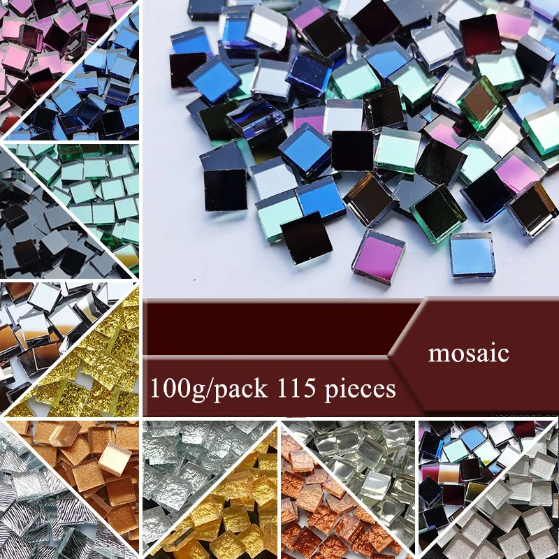 100 г = 115 штук Мини квадратная стеклянная зеркальная мозаичная плитка оптом DIY