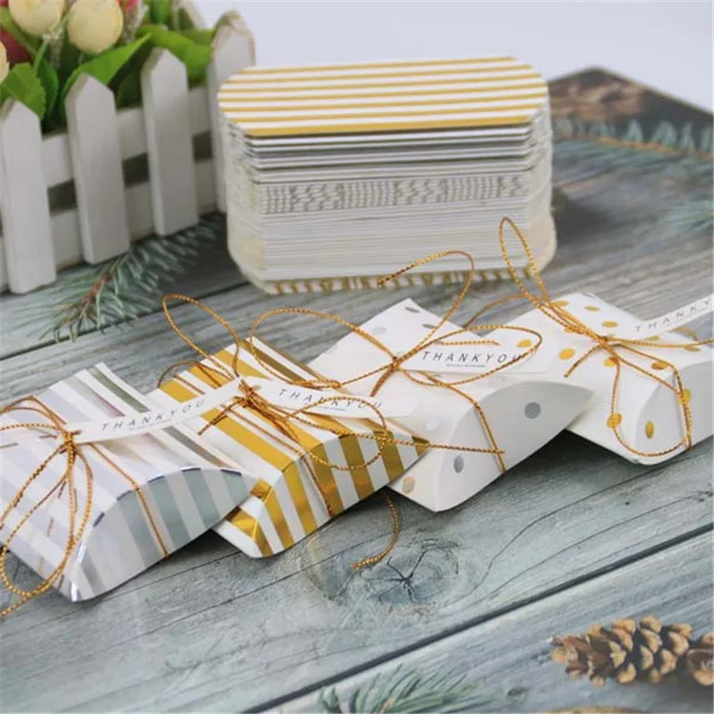 

10pcs Promotion Pillow Shape Kraft Jewelry Candy Box Craft Paper Wedding Favor Gift Pie Party Bags Eco Friendly Party Box Bags