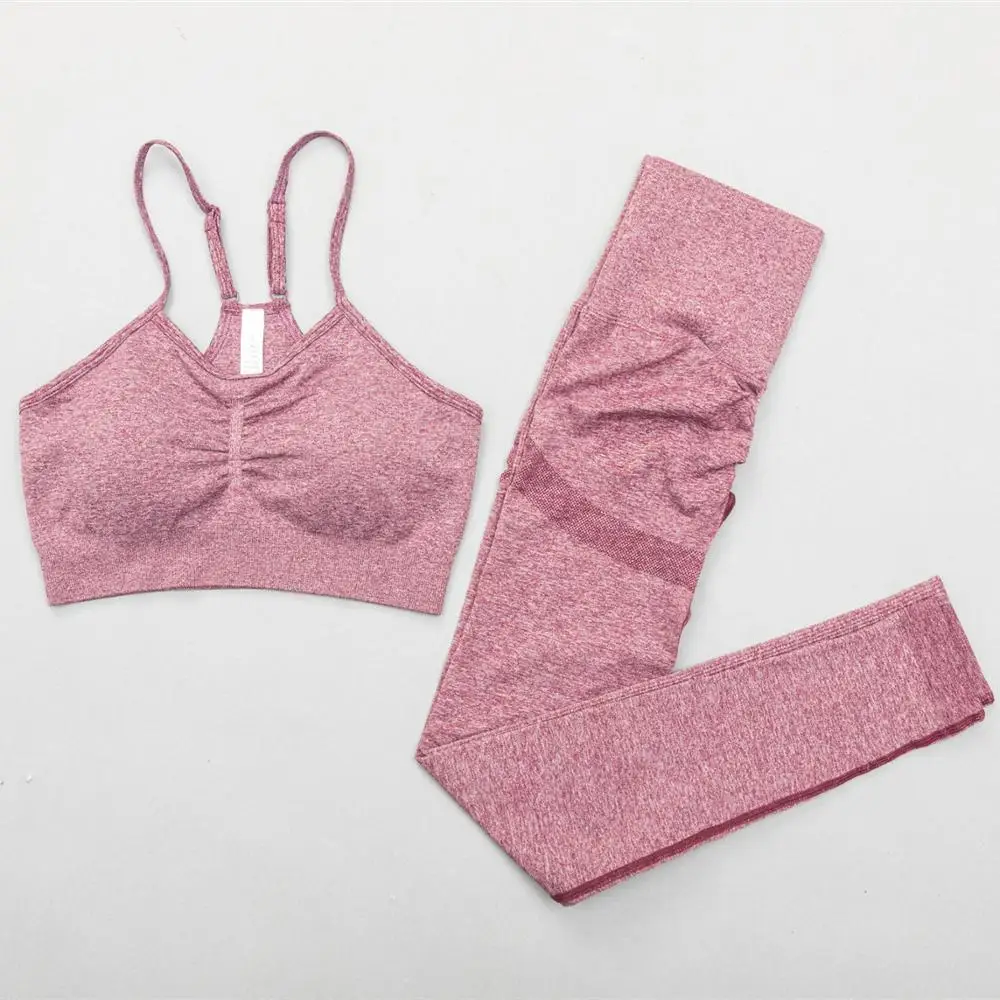 

Women GYM Tracksuits Seamless Yoga Set Sportswear Crop Tops Push Up Gym Fitness Sports Leggings Workout Clothings Set