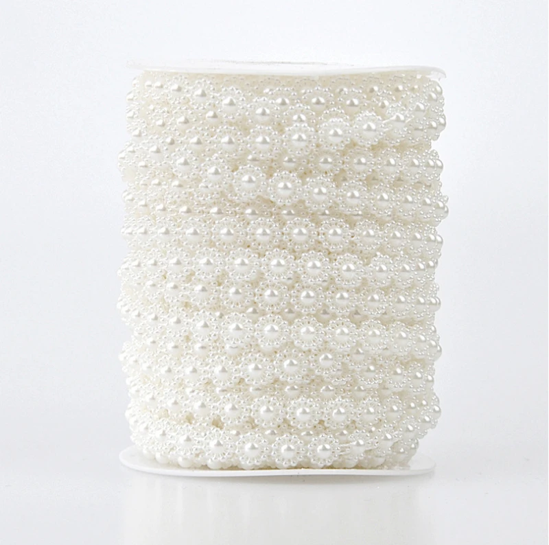 White Flower 8 мм 2 м белый искусственный натуральный слоновой кости жемчуг искусственный кристалл гирлянда из бусин нитки на катушке Свадебный декор Изготовление Бижутерии аксессуары - Цвет: White Flower