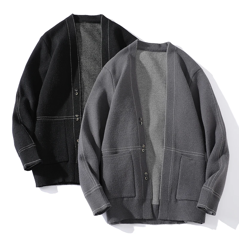 

Men Knitted Cardigan Sweater Autum Winter Fashion New Vintage Sweater Korean Casual Woolen Men Knit Coats Suéter De Los Hombres