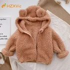 Детская верхняя одежда, куртка с капюшоном для девочек, однотонная флисовая одежда кораллового цвета, одежда для маленьких мальчиков, зимнее утепленное теплое пальто для детей