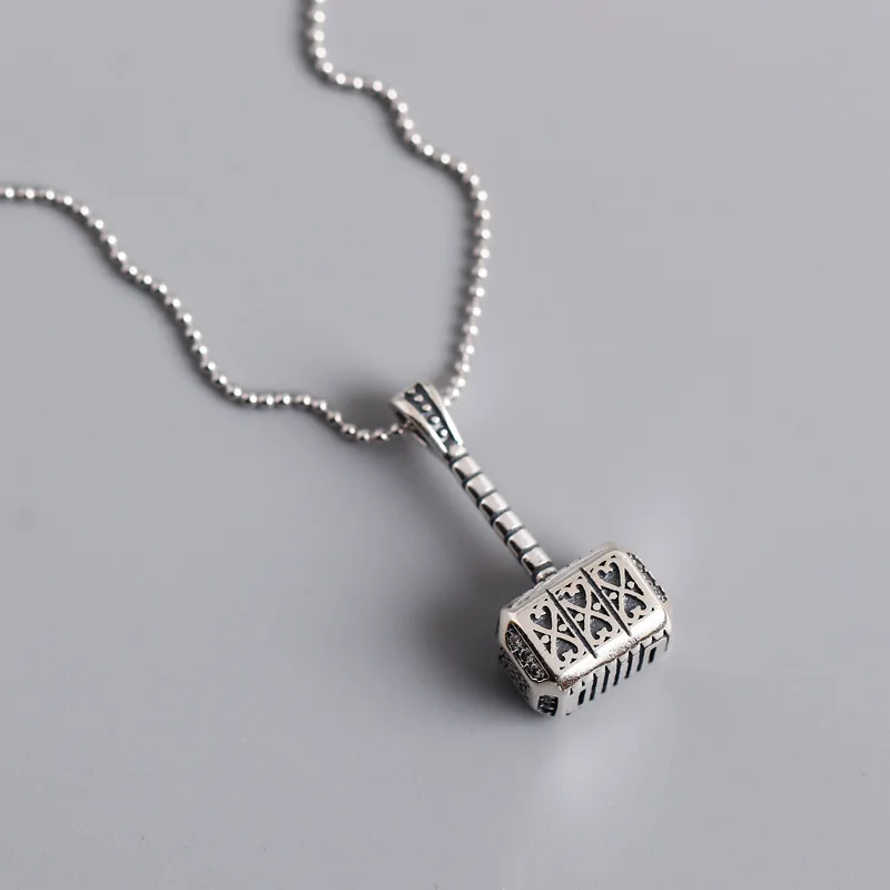 ElfoPlataSi Authentic 925 Sterling Silver Fashion Vintage Hammer Pendant Short Necklace Luxury Jewelry DA698 | Украшения и