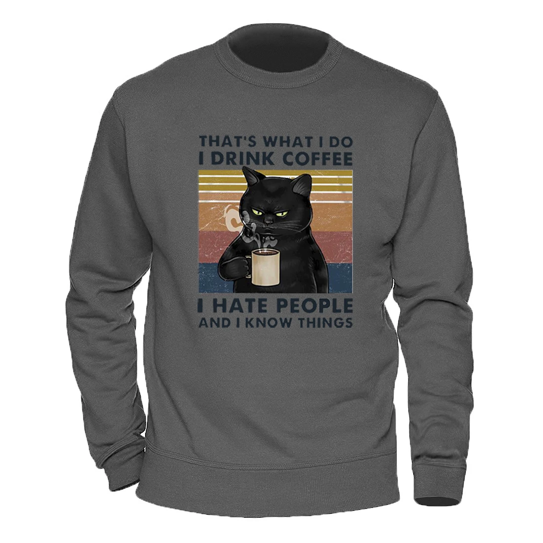 

Забавный Напиток кофе кошки печати Crewneck толстовки для мужчин свободные повседневные зимние толстовки пуловер Мужской Новое поступление сп...