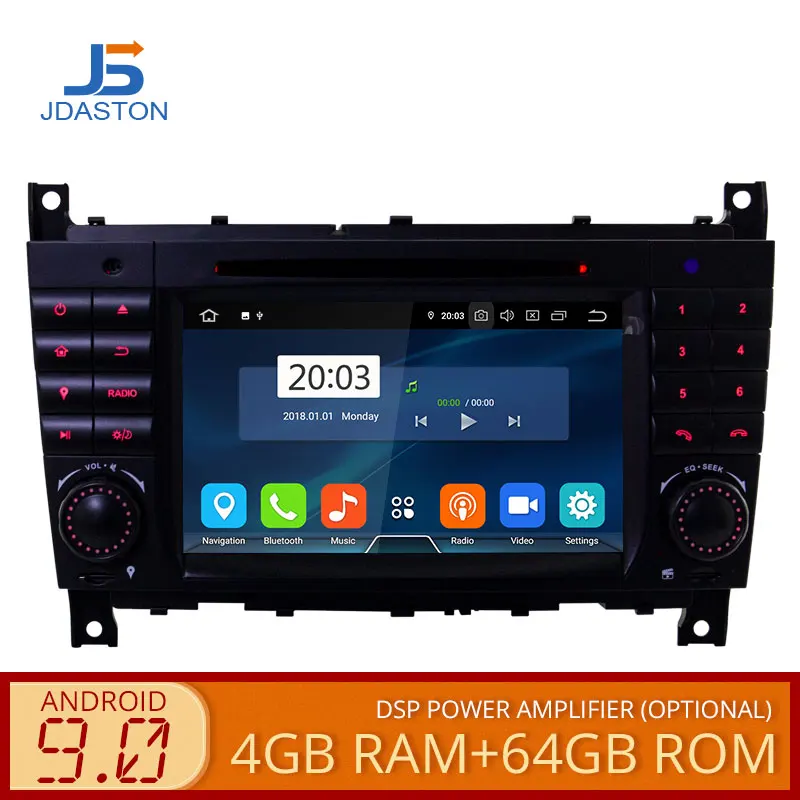 JDASTON Android 9,0 автомобильный dvd-плеер для Mercedes Benz Sprinter W203 A180 Viano Vito a-класс gps стерео 2 Din автомагнитола 4g+ 64g dsp