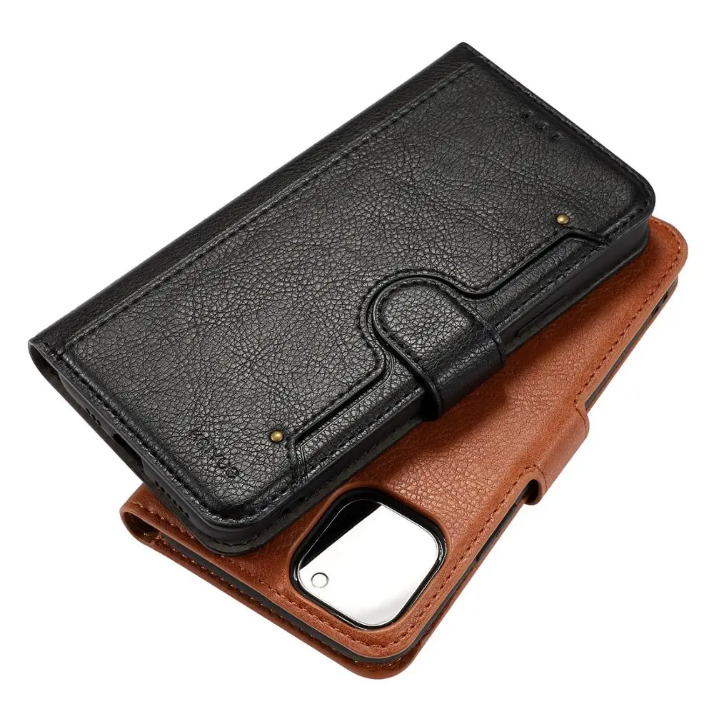 Роскошный кожаный чехол-книжка Litchi с отделением для карт и магнитной подставкой