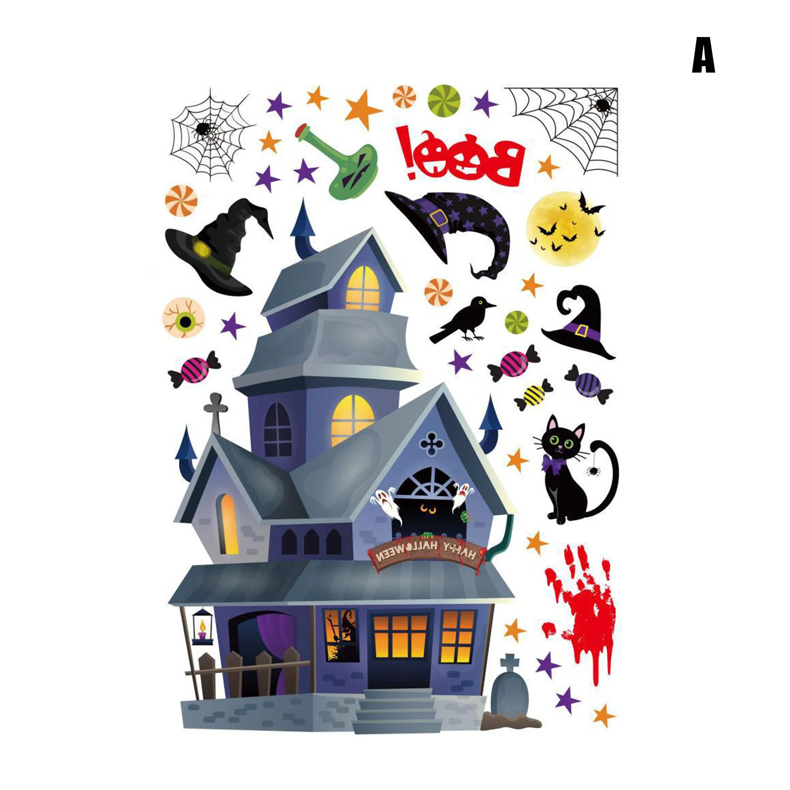 

Декоративные наклейки на Хэллоуин, съемные самоклеящиеся настенные украшения для гостиной, спальни, окна E2S