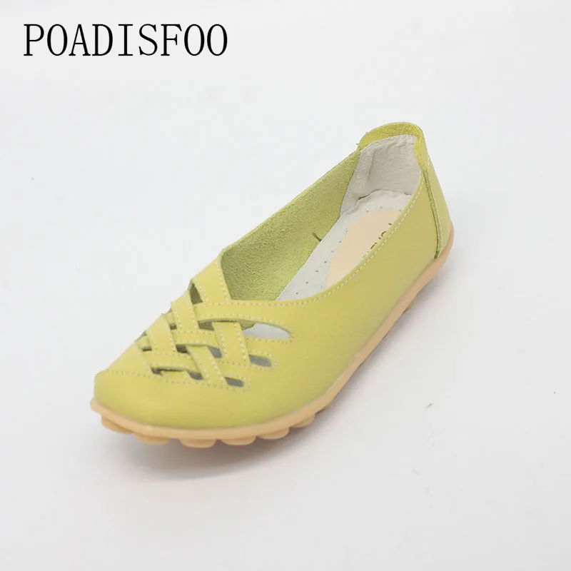 Женские кожаные туфли на плоской подошве повседневные из натуральной воловьей