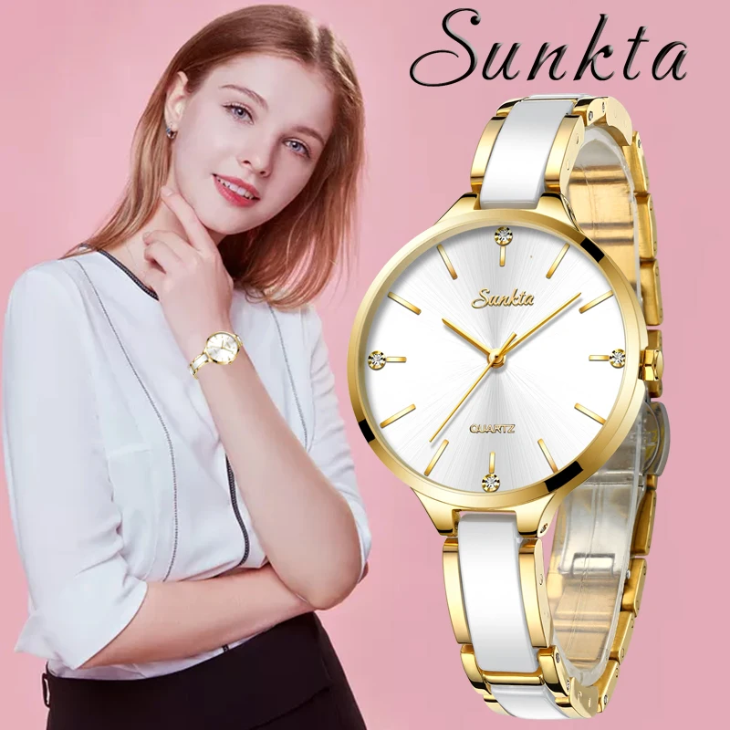Часы SUNKTA женские кварцевые брендовые Роскошные водонепроницаемые наручные