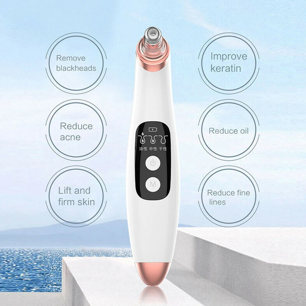 

Facial Tool Vacuum Suction Nose Ergonomic Electric Blackhead Remover LCD Display Pore Acne Adjustable Massage Skin Care Machine