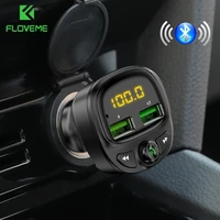 floveme car charger with digital display 3 4a mp3 tf card dual usb bluetooth car fast charger for iphone 13 xiaomi 12 charging