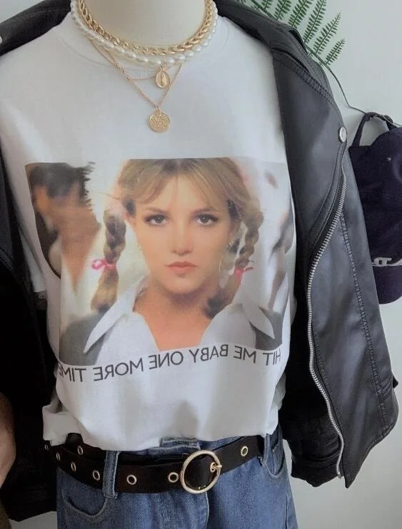 Kuakuayu HJN Модные топы Hit Me Baby еще раз футболка Женская 90s Мода Спирс Текст Футболка